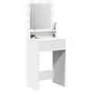 vidaXL Tavolo da Trucco Bianco 50 x 41 x 135 cm Legno multistrato, Specchio moderno rettangolare, vanity con luci USB, unità in legno resistente, decorazione casa minimalista