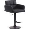CLP Sgabello Bar Design Los Angeles I Sedia Sgabello Imbottita In Similpelle I Sgabello Girevole Con Braccioli E Schienale Colore:nero;Colore del telaio:nero