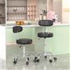 HAMHAIGO Set di 2 Sgabelli Con Ruote - Spessa Imbottitura e Schienale, Altezza Regolabile 49-64 cm - Sedia da Estetista, Trucco e Ufficio per Cucina, Ristoranti