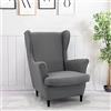 Hixingo Moda 2 Pezzi Copripoltrona con Orecchie Elasticizzato, Copripoltrona 1 Posto - Microfibra Copripoltrone Lavabile Copri Poltrona Soggiorno - Tinta Unita Copertura Poltrona (Grigio)