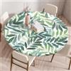Odot Tovaglia Rotonda Antimacchia con Bordo Elastico, 3D Verde Pianta Tovaglia da Tavola Lavabile Antiscivolo Copritavolo per Compleanno Cucina Feste Tavolo da Pranzo caffè Cene (120cm,Pittura)