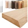 LAMO Manufaktur Mensola sospesa in legno con fissaggio invisibile | Mensola 110 cm per soggiorno, cucina, ufficio | Colore: Naturale Bordo: Naturale | Legno massello, design moderno, effetto sospeso