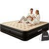 AVENLI Materasso Gonfiabile Matrimoniale 203x157x47 cm, Letto Gonfiabile Autogonfiabile 2 Persone con Pompa Elettrica Integrata, Materasso per Campeggio e Letto Ospiti, Coil-Beam, beige