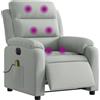 vidaXL Poltrona Elettrica Massaggi Reclinabile Grigio Chiaro Velluto