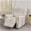 FANSU Copripoltrona Relax Reclinabile Elasticizzato, 1 Posto Elegante Fiori Copripoltrona Reclinabile Elettrica Coprisedile con Tasche, Universale Fodere per Poltrona Relax (Estate)