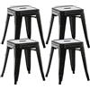 CLP Set 4 Panchetti Impilabili Armin In Metallo I Sgabelli Bar Industriali Senza Schienale Alt. 46 CM I Carico Max 200 KG | Colore nero