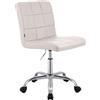 CLP Sgabello da lavoro regolabile con schienale e rotelle Darfield, sedia ergonomica girevole a 360°, sedia da estetista fino a 150 kg, Colore:bianco, Materiale:Ecopelle