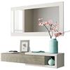 Salone Negozio Online Kit Mobile Ingresso 1CASSETTO + 1 Specchio 'Noon' Bianco E Legno