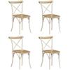 vidaXL 4X Sedie da Pranzo con Schienale a Croce Eleganti Vintage Classiche Seggiole Cucina Bianche Telaio in Acciaio Legno Massello di Mango