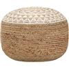 vidaXL Pouf Lavorato a Mano Stile Rustico Country Decorativo Riempimento in Gommapiuma Confortevole Ottomana Poggiapiedi Seduta Sedia Bianco in Juta