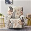 FANSU Copripoltrona Relax Reclinabile Universale 1/2/3 Posto Cina Fiori Stampa Copripoltrona Reclinabile Elasticizzato Coprisedile con Tasche, Fodere per Poltrona Relax (Beige,1 Posto)
