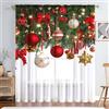 Odot Natale Bacca Rossa Tende Semi Trasparenti per Interni,Tenda Voile con Tasca per Asta Tenda Filtranti Finestra 2 Pannelli Tende Camera da Letto Moderna (W 132 x H 241cm,Bastoncini di Zucchero)