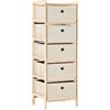 vidaXL Legno di Cedro Armadietto con 5 Cesti in Tessuto Beige Mobile Cassetti