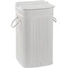 GEDY G-Tatami Cesto portabiancheria, Misure e Peso: 63X35,5X35,5 CM & 1,7 kg, Contenitore Biancheria in bambù, Finitura Bianca, Design R&S, 2 Anni di Garanzia, Unica