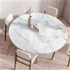 Treer Tovaglia Rotondo Antimacchia, Marmo Bianco Mollettone Tavolo Rotondo con Bordo Eelastico, Lavabile Copritavolo Antiscivolo Tovaglia Tonda per Picnic Cucina Casa (110CM,Grigio-Oro)