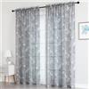 Odot Tende Semi Trasparenti per Interni, Stampa Fiore di Magnolia Tenda Voile con Tasca per Asta Tenda Filtranti Finestra 2 Pannelli Tende Camera da Letto Moderna per Soggiorno (Grigio,200x270cm)