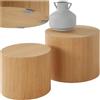 tectake® Set di 2 tavolini da salotto rotondi e cilindrici in effetto rovere, con pannelli in MDF impiallacciato, design moderno elegante, comodino piccolo, tavolino da salotto, tavolo supporto fiori