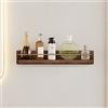 NevStp - Mensola per doccia in legno massello per bagno, portasciugamani, mensola per cosmetici montata a parete, mensole galleggianti, specchio frontale, organizer con gancio/45 cm