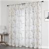 Odot Tende Semi Trasparenti per Interni, Stampa Fiore di Magnolia Tenda Voile con Tasca per Asta Tenda Filtranti Finestra 2 Pannelli Tende Camera da Letto Moderna per Soggiorno (Bianco,200x270cm)