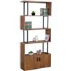 Mendler Libreria scaffale 3D MDF HWC-A27 4 Ripiani con sportello Legno Metallo Color Rovere Scuro