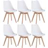 JZGORC Set di 6 Sedie da Sala da Pranzo, Sedie da Cucina Nordica, Sedie da Ufficio con Gambe in Faggio Massello per Camera da Letto, Soggiorno, Cucina - Bianco