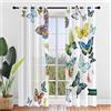 Surwin Modello a Farfalla Tende per Interni, Tende a Vetro con Occhielli, 2 Pezzi Tende Camera da Letto, Tende Voile Semi Trasparenti, per Camera da Letto,Cucina,Soggiorno (107x244cm,Multicolore)