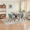 GrandCA HOME Set Tavolo e Sedie da Pranzo, Tavolo Rotondo da 100 cm e 4 Sedie in Velluto Nordico, Adatto a Soggiorno, Sala da Pranzo e Cucina (Venatura del Legno Chiaro + Verde)