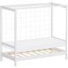ML DESIGN modern living ML-Design Letto per Bambini 70x140 cm a Forma di Porta da Calcio e Pallamano con Materasso, Letto Singolo in Legno di Pino Bianco, Rete a Doghe e Rete da Gioco, Letto Sportivo per Cameretta Ragazzi