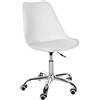 CLP Sgabello da lavoro Laflin I Sedile imbottito con rivestimento in similpelle I Su rotelle, regolabile in altezza e girevole, Colore:bianco