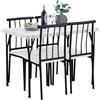 Soberine Tavolo da Pranzo con 4 Sedie, Set 5 Pezzi in MDF e Metallo per Sala da Pranzo, Cucina, Bar e Soggiorno per 4 Persone Bianco/Nero