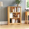 Vida Designs Corona Low Libreria, Rustico Legnoen Mobile contenitore with 3 Shelves, Distressed Waxed Finish with Nero Metal Studs, H107xW75xD29cm (Solid Pine)