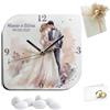 Doni Bomboniere Matrimonio 1 pz Orologio in Ecopelle con Stampa Eleganti Sposi Abbracciati Personalizzabile Artigianale Idea Regalo Anniversario Nozze Originali (MOD. 15-22 x 22 cm)