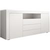 MB Muebles Bonitos, Credenza a due ante e tre cassetti Madia Soggiorno Yanis, Melamina Opaca, Bianco, 160x72x35cm