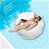 Avalon - Cuscino Galleggiante per Piscina Pouf Poltrona Sacco BOA, Pouffe Amaca, Pouf a Sacco in Tessuto Tecnico Antistrappo e Impermeabile, Arredo Moderno, Made in Italy(135xh30cm-Bianco)