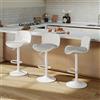 Flysky Sgabello da bar Set di 3, 360° girevole, regolabile, Bianco/grigio | Stile moderno con schienale, adatto per sala da pranzo, isola della cucina e pub, come sedia da cucina e sgabello da bar