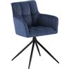 CLP Sedia da pranzo Jonah, poltroncina girevole con braccioli, rotazione automatica 180°, rivestimento in tessuto facile da pulire, Colore:blu scuro