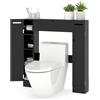 LIFEZEAL Mobiletto portaoggetti al dessu des WC con 2 porta carta, mobile su WC con ripiani regolabili e 6 scomparti, mobile da bagno in legno nero, 89 x 19,5 x 99 cm