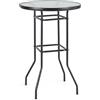 KOMFOTTEU Tavolo da Bar Moderno, Tavolo Bar Alto in Vetro Temperato, Tavolo Rotondo Ø 68 cm, Tavolino Stretto, Penisola Cucina Struttura in Metallo, Bancone Bar da Casa per Bistrot, Alt. 97 cm, Nero