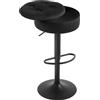 WOLTU Sgabello Cucina, Sgabello da Bar Alto con Spazio Contenitivo, Sedia Regolabile in Altezza e Girevole a 360°, per Cucina Sala da Pranzo Bar Bancone, Velluto, Metallo, Nero