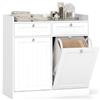COSTWAY Mobiletto per Biancheria con 2 Cesti Ribaltabili, Mobile da Bagno Indipendente con Ripiano, 2 Cassetti e 2 Sacchi Porta Biancheria Rimovibili, Armadietto in Legno per Bucato (79 x 40 x 80 cm)