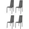 t m c s Tommychairs - Set 4 sedie modello Sophie Lux per cucina bar e sala da pranzo, robusta struttura in acciaio imbottita e rivestita in finta pelle colore grigio scuro