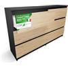 CDF Cassettiera 6 Cassetti Mobile Rovere Artisan Antracite 30x75x120 cm | Struttura in Laminato, Frontali Senza Maniglie, per Zona Notte e Zona Giorno, Stile Moderno, Organizzazione Domestica