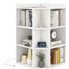GIANTEX Libreria Angolare Triangolare con 3 Ripiani e 9 Vani Aperti, Presa di Ricarica Integrata, 51 x 71,5 x 86 cm, per Soggiorno e Studio (Bianco)