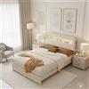 RXMORI Letto trapuntato matrimoniale, 160 x 200 cm con LED, 2 cassetti e vano portaoggetti, testiera, letto per adolescenti, letto per ospiti, letto per ospiti, letto per ospiti, letto per gli ospiti