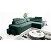 Robin Inspire Grand Divano angolare con funzione di letto cassetto per la biancheria due pouf poggiatesta regolabile angolo a destra verde scuro 277 x 180 x 100