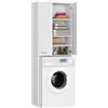 BDW - Armadio per lavatrice, scaffale, armadietto alto - Mobili da bagno, armadietto multiuso - 2 ante - Armadietto alto 180 cm - Lavanderia, lavanderia - Bianco