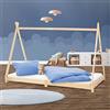ML DESIGN modern living ML-Design Lettino per Bambini e Bambine Design Tepee con Rete Telaio a Doghe 200 x 90 cm Letto Basso a Forma di Tenda Indiana Giroletto in Legno di Pino Massiccio Naturale per Cameretta Bimbi