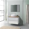 Kiamami Valentina - Mobile Bagno Sospeso 80Cm Bianco Lucido, Lavabo, Specchio 80X60 | Elba