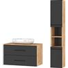 Planetmöbel set di mobili da bagno LUX 90 cm rovere oro/antracite SENZA lavabo con colonna rovere oro/antracite
