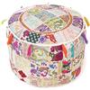 Eyes of India - Pouf rotondo con ricami colorati, per sedia, in stile bohémien, stile indiano, realizzato a mano, 43 x 30 cm, colore: Bianco